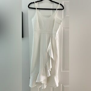 White Striped Ruffle Dress